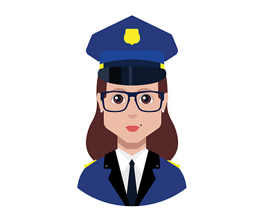 Police woman avatar vector avatar face flat human icon illustration police symbol vector woman