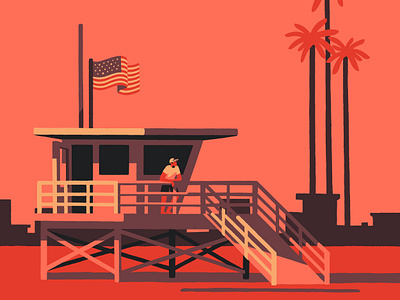 Life Guard (crop) art artist beach california illustration illustrator santa monica sea sun sunset venice venice beach