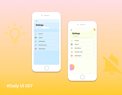 settings - daily ui 007 app daily 100 challenge dailyui mobile settings settings page ui