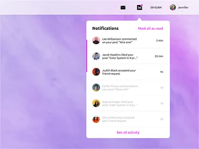 Daily UI #049 - Notifications concept daily 100 challenge dailychallenge dailyui design desktop ecommerce interface linkedin notification notification center notifications ui uidesign