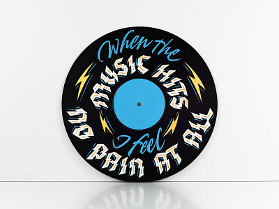 When The Music Hits gilding gold leaf handlettering lettering punk punk rock radio rancid sign painting signpainting vinyl vinyl record