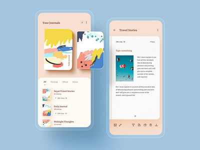 Nerdoo - Journal Keeping App app book calander dailyui diary entry iphone journal journaling minimal mobile note notebook notebook design routine swipe ui uiux writing