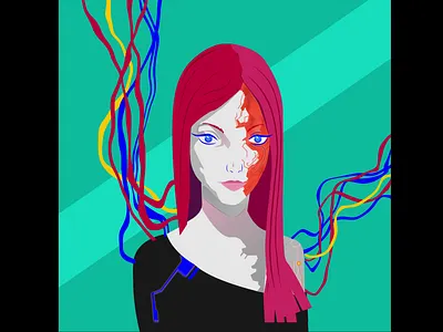 Cyber animation art characters cyberpunk dark design flat girl illustration illustration art vector