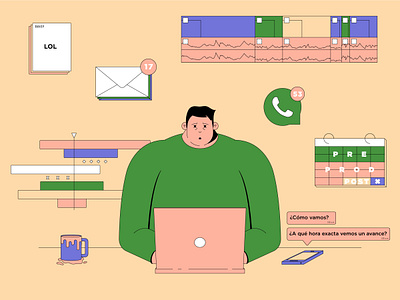 The Creative animator designer editor editorial illustration stressed vector working process