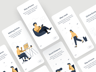 Onboarding android app android app design android app development app app design app designer corona virus coronavirus home office illustration interface ios app ios app design minimal onboarding onboarding illustration onboarding screen onboarding screens onboarding ui product design