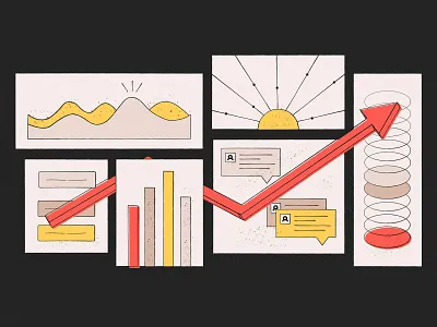 Uncovering the business behind the buttons abstract arrow behind business button button design chart graphs hills sun