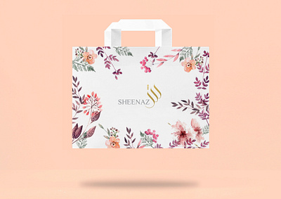 Sheenaz Bag brand design brand identity branding fashion brand flowers illustration hijab illustration package design shopping bag watercolor