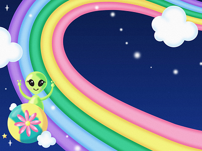 Zoom-Zoom-1 alien cloud gradient illustration lisa frank rainbow space star