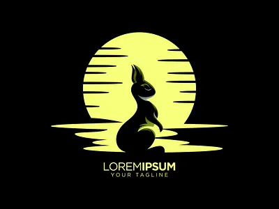 rabbit moon animal business clean design illustration logo moon vector