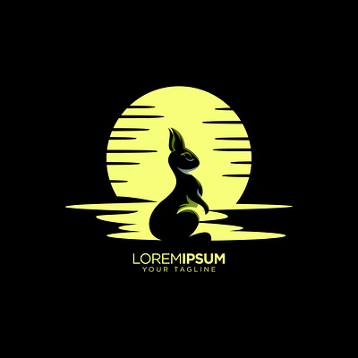 rabbit moon animal business clean design illustration logo moon vector
