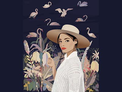 SWAN LAKE​​​​​​​ adobe illustrator art character girl portrait illustration illustrator lake minimal poster swan swans vector vector art vector illustration woman illustration woman portrait women in illustration