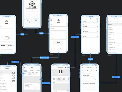 B Combs App Navigation and Wireframes app ux