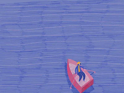 Farewell! art boat character color drawing fisherman illustration ocean procreate river sea story water