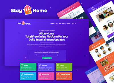 StayHome Website Design covid19 design entertainment logo stayathome stayhome staysafe ui ux web website