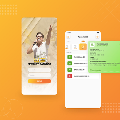 Personal Schedule - Agenda Pessoal de Wesley Safadão e Equipe adobe xd app design ios mobile music react native schedule singer ui