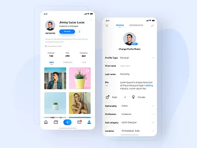 Freedom: Social Application app app design application clean interface ios design minimal mobile app design onexcell profile page social app ui ui design ui ux design ux uxdesign visual interface application