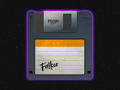 FLYNN DISK 1.0 // FALKOR 80s artwork design dystopian floppy disk illustration illustrator neon outrun photoshop retro retrowave synthwave tech vector