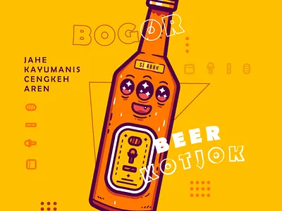 Beer kotjok beer bogor bottle cartoon design drink graphic illustration layout spices vector