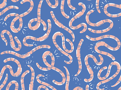 Worms blue earthworm garden illustration nature pattern pink repeat worms