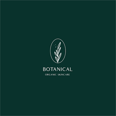 Botanical Organic Skincare botanical brand clean design emerald flat forest green icon illustration lines logo makeup natural nature organic oval skincare sparkle vector