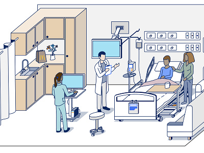 Medical Scene affinity doctor hospital illustration infographic infography information design isometric medical oblique story vector