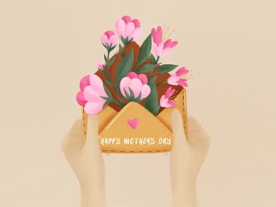 Happy Mother's Day art design drawing envelope floral flowers happy heart illustration latvia love mother mothers day mothersday procreate