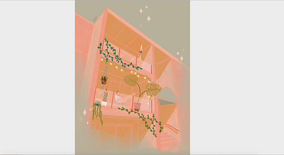 a dream apartment digital art digital drawing digital illustration dreamy freelance designer freelance illustrator girl goodvibes illustration ipadproart light and shadow plant plant illustration procreate summer summertime sunlight whimsical whimsy