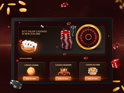 Casino Concept Design casino casino design coins design design art dice golden graphic design illustrations kingdom landing laptop mockup poker poker cards poker chip ui uiux web webdesign