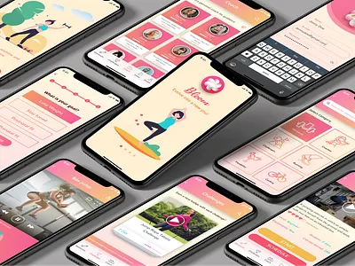 Bloom Iphone XR Mockup app branding clean design fitness app illustration invisionapp logo minimal sketch typography ui ux