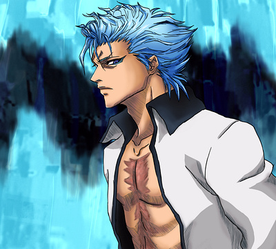 Grimmjow Jaegerjaquez. Bleach Anime adobe photoshop anime anime art art bleach blue character character design colorful digital art digital illustration digital painting drawing fantasy illustration manga manga art painting power villian