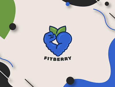 FitBerry Logo Concept arm berry blackberry blueberry fist fit fitness fitness app fitness logo food logo fruit fruit logo leaf logo smoothie strength vector