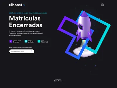 Dark theme Landing Page - UI Boost (Challenge 01) 2020 clean clean ui color colorful dailyui dark theme dark ui digital flatdesign landingpage ui uiboost uidesign ux