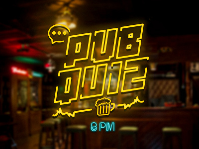 Pub Quiz Logo - Livestream Charity Branding art direction branding branding and identity design lines livestream logo logodesign neon sign visual art visual design