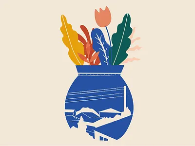 Flower Pot cityscape design flowers illustration nature pastels plant