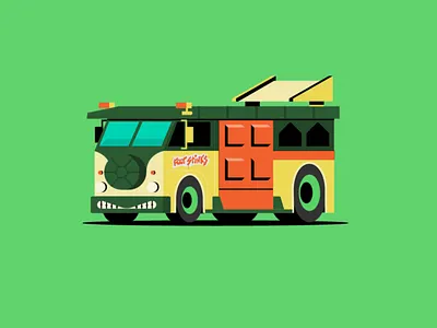 Cowabunga after effects animation car collectible geometric hot wheel illustration nft ninja turtles tmnt van vector