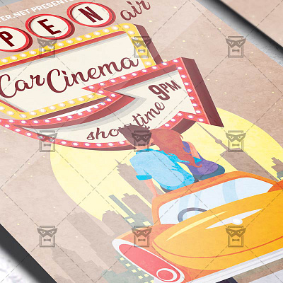 Open Air Car Cinema - Flyer PSD Template open air cinema