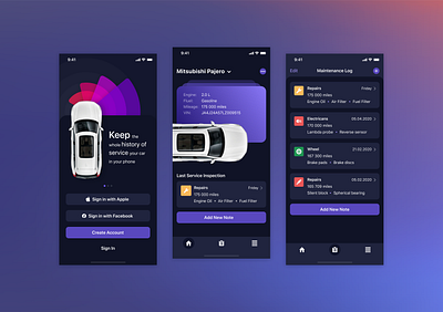 Car Maintenance app auto car car app design ios ios app design service ui ux