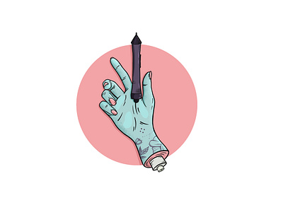 Artist’s hand adobe illustrator art avatar avatardesign cartoon flowers funny hand horror illustration lineart pastel colors tattoo vector zombie