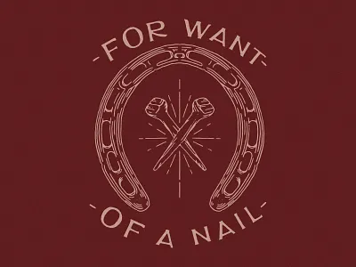 For Want Of A Nail Illustration engraving etching hand lettering handlettering horseshoe lettering line drawing monoline nail vector illustration vintage