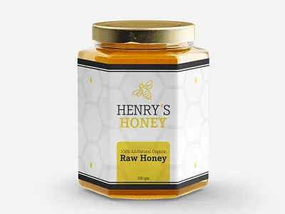 Henry's Honey - Jar Label branding design graphic design logo print