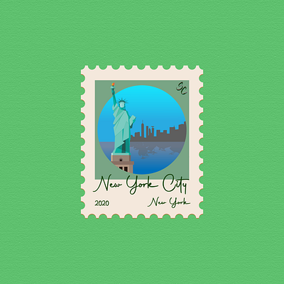 10 - New York City, New York - Post Stamp design icon illustration illustration art illustrations illustrator new york new york city stamp stamp design statue of liberty