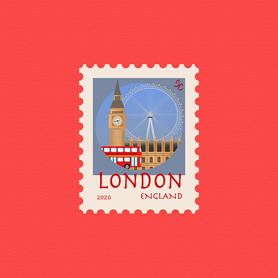 11 - London, England - Post Stamp big ben design england icon illustration illustration art illustrations illustrator london london bus london eye stamp stamp design