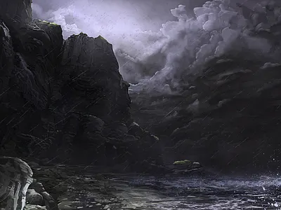 Stormy Coast beach cliff coast environment landscape rain storm