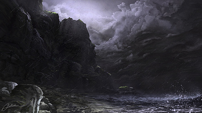 Stormy Coast beach cliff coast environment landscape rain storm
