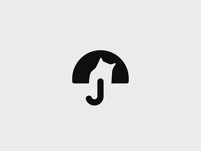 Umbrella cat animal brand branding cat design elegant graphic design logo logo design logo designer logodesign logodesigner logotype minimalism minimalistic modern negative space pet rain umbrella