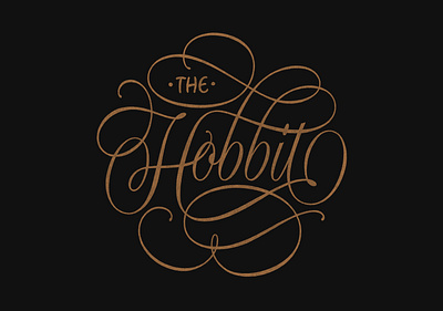 The Hobbit Lettering black book cover book cover design fantasy flourishes gold hand lettering ipad pro lettering procreate script lettering the hobbit