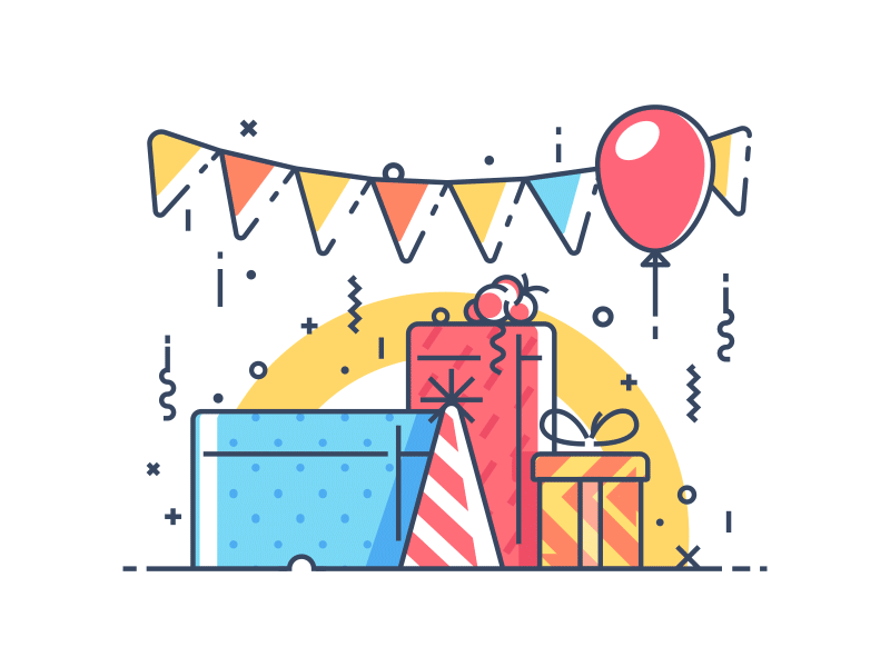 Online Shopping | Birthday Presents | Animation animation bags balloon button click dynamic fun gifts lines memphis motiongraphics mouse online online shopping online store presents shopping windows