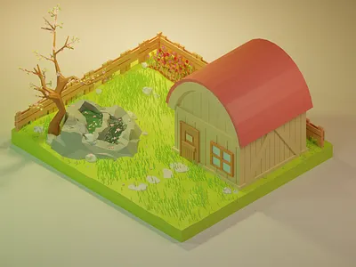 Harvest Moon 3d modeling blender illustration render