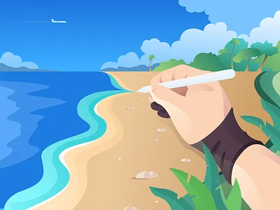 Beach app art clean design flat icon iconography illustration layout minimal minimalistic type typography web website