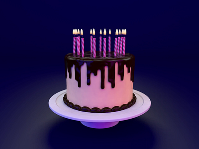 Virtual Birthday 3d animation c4d cake candles cinema4d confetti dark gold icing illustration motion render